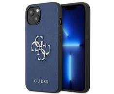 Apple iPhone 13 Mini Guess dėklas Saffiano 4G Metal Logo (GUHCP13SSA4GSBL) mėlynos spalvos