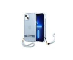 Apple iPhone 13 Mini Guess dėklas Translucent Stap (GUHCP13SHTSGSB) mėlynos spalvos
