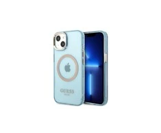 Apple iPhone 13 Pro Guess Dėklas Gold Outline Translucent MagSafe (GUHMP13LHTCMB) mėlynos spalvos