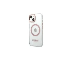 Apple iPhone 13 Pro Guess Dėklas Metal Outline Magsafe (GUHMP13LHTRMP) rožinės spalvos
