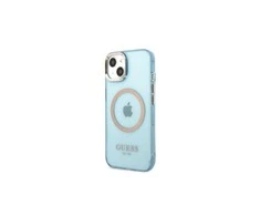 Apple iPhone 13 Pro Guess Dėklas Gold Outline Translucent MagSafe (GUHMP13LHTCMB) mėlynos spalvos