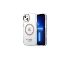 Apple iPhone 13 Pro Guess Dėklas Metal Outline Magsafe (GUHMP13LHTRMP) rožinės spalvos