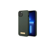 Apple iPhone 13 Pro Guess Dėklas silikoninis Logo Plate MagSafe (GUHMP13LSPLA) žalios spalvos