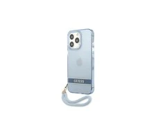 Apple iPhone 13 Pro Guess dėklas Translucent Stap (GUHCP13LHTSGSB) mėlynos spalvos