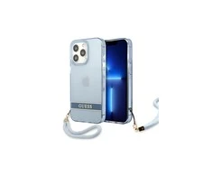 Apple iPhone 13 Pro Guess dėklas Translucent Stap (GUHCP13LHTSGSB) mėlynos spalvos