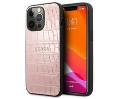 Dėklas Apple iPhone 13 Pro 6,1" Guess Croco Strap Collection GUHCP13LPCRBPI rožinės spalvos