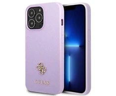 Apple iPhone 13 Pro Max Guess dėklas Saffiano 4G Small Metal Logo violetinės spalvos