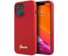 Guess telefono dėklas iPhone 13 Pro Max 6,7 GUHCP13XLSLMGRE bordo spalvos hard telefono dėklas Silikoninis Vintage auksinis Logo