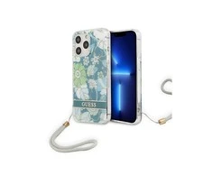 Apple iPhone 13 Pro Max Guess dėklas Flower Strap (GUHCP13XHFLSN) žalios spalvos
