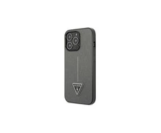 Apple iPhone 13 Pro Max Guess dėklas Saffianotriangle Logo (GUHCP13XPSATLG) sidabrinės spalvos