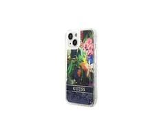 Apple iPhone 14 Guess dėklas Flower Liquid Glitter mėlynos spalvos