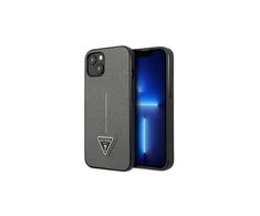 Apple iPhone 14 Guess dėklas Saffianotriangle Logo (GUHCP14SPSATLG) sidabrinės spalvos