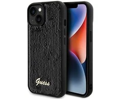 Apple iPhone 13 / 14 / 15 Guess dėklas Sequin Script Metal (GUHCP14SPSFDGSK) juodos spalvos