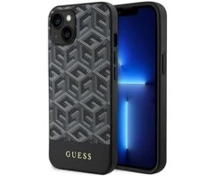 Guess telefono dėklas iPhone 14 6,1 GUHMP14SHGCFSEK juodas hard telefono dėklas GCube Stripes MagSafe