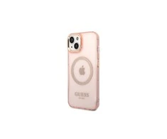 Apple iPhone 14 Guess Dėklas Gold Outline Translucent MagSafe (GUHMP14SHTCMP) rožinės spalvos
