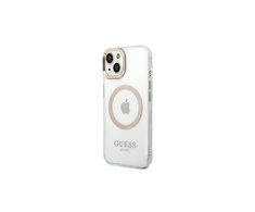 Apple iPhone 14 Guess Dėklas Metal Outline Magsafe (GUHMP14SHTRMD) aukso spalvos