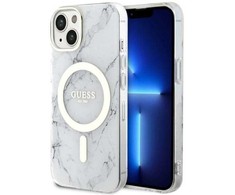 Apple iPhone 14 Guess dėklas Marble MagSafe (GUHMP14SPCUMAH) baltos spalvos