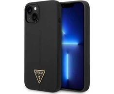 Guess dėklas, skirtas iPhone 14 Plus 6,7 GUHCP14MSLTGK juodas kietas silikono linija - trikampis