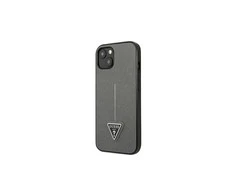 Apple iPhone 14 plus Guess dėklas Saffianotriangle Logo (GUHCP14MPSATLG) sidabrinės spalvos