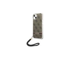 Apple iPhone 14 Plus Guess dėklas 4G Print Strap (GUOHCP14MH4STW) rudos spalvos