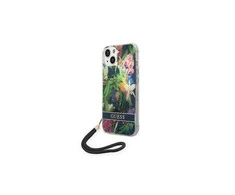 Apple iPhone 14 Plus Guess dėklas Flower Strap (GUOHCP14MHFLSB) mėlynos spalvos
