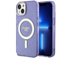 Dėklas GUESS GUHMP14MHCGUG IPHONE 14 PLUS / 15 PLUS 6.7 "PURPLE / PURPLE HARDCASE GLITTER GOLD MAGSAFE