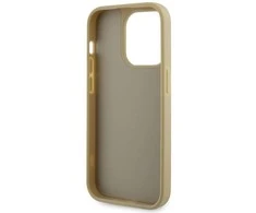 Apple iPhone 14 Pro Guess dėklas Rhinestone Triangle (GUHCP14LHDGTPD) aukso spalvos