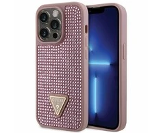Guess dėklas, skirtas iPhone 14 Pro 6,1 GUHCP14LHDGTPP rožinės spalvos kietas dėklas , skirtas Rhinestone Triangle