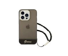 Apple iPhone 14 Pro Guess dėklas Translucent Stap Pearl juodos spalvos