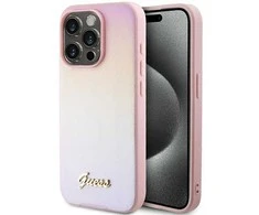 Guess GUHCP14LPSAIRSP Apple iPhone 14 Pro 6.1″ rožinės spalvos kietas dėklas Saffiano Iridescent Script