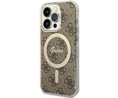 Apple iPhone 14 Pro Guess dėklas 4G MagSafe (GUHMP14LH4STW) rudos spalvos