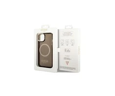 Dėklas Guess GUHMP14LHTCMK iPhone 14 Pro 6.1" juodas/juodas hard case Gold Outline Translucent MagSafe