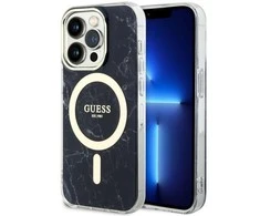 Dėklas GUESS GUHMP14LPCUMAK IPHONE 14 PRO 6.1 "Juodas/Juodas HARDCASE MARBLE MAGSAFE