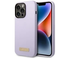Guess telefono dėklas iPhone 14 Pro 6,1 GUHMP14LSBPLU violetinė hard telefono dėklas Liquid Silikoninis Logo MagSafe
