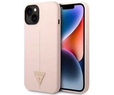 Apple iPhone 14 Pro Max Guess dėklas Silicone Triangle rožinės spalvos