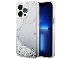 Guess GUHCP14XLCSGSGH Apple iPhone 14 Pro Max 6.7″ baltos spalvos kietas dėklas Liquid Glitter Marble