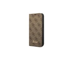 Apple iPhone 14 Pro Max Guess Book 4G Vintage Gold Logo (GUBKP14XHG4SHW) telefono dėklas rudos spalvos