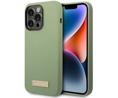 Guess dėklas, skirtas iPhone 14 Pro Max 6,7 GUHMP14XSBPLA khaki spalvos hard dėklas, skirtas Liquid Silicone Logo Plate MagSafe