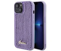 Dėklas GUESS GUHCP15SPSFDGS IPHONE 2013-15-14 6.1 "PURPURINĖ / PURPURINĖ KIETOJI DĖLĖS SEQUIN SCRIPT METAL