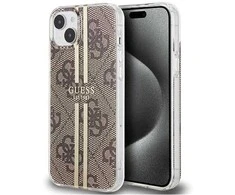 Apple iPhone 14 plus / 15 plus Guess dėklas IML 4G Gold Stripe (GUHCP15MH4PSEGW) rudos spalvos