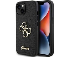 Apple iPhone 15 plus Guess dėklas Glitter Script Big 4G (GUHCP15MHG4SGK) juodos spalvos