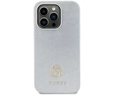 Guess dėklas, skirtas iPhone 15 Plus 6,7 GUHCP15MPS4DGPS sidabrinis HC PU 4G Metal Logo Strass