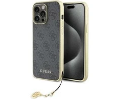 Guess GUHCP15XGF4GGR iPhone 15 Pro Max 6.7" pilka/pilkas kietas dėklas 4G Charms Collection
