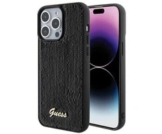 Dėklas GUESS GUHCP15XPSFDGSK IPHONE 15 PRO MAX 6.7 "Juodas/Juodas HARDCASE SEQUIN SCRIPT METAL