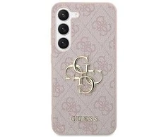 Guess PU 4G Metal Logo dėklas skirtas Samsung Galaxy S24 Ultra rožinės spalvos