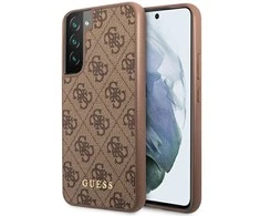 Samsung Galaxy S23 Guess dėklas 4G Metal Gold Logo (GUHCS23SG4GFBR) rudos spalvos
