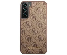 Samsung Galaxy S23 Guess dėklas 4G Metal Gold Logo (GUHCS23SG4GFBR) rudos spalvos