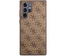 Samsung Galaxy S23 Ultra Guess dėklas 4G Metal Gold Logo (GUHCS23LG4GFBR) rudos spalvos