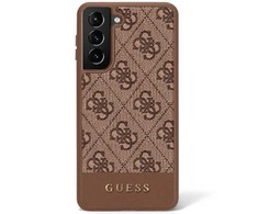 Guess 4G Bottom Stripe Metal Logo Collection - dėklas skirtas Samsung Galaxy S23 Ultra Brown