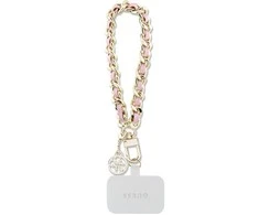 Guess universalus rankos dirželis Saffiano Chain 4G Charm - universalus telefono dirželis (Rožinė)